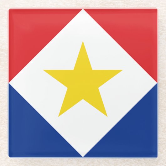 Saba-Flagge Glasuntersetzer (Vorderseite)
