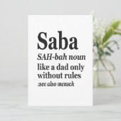 Saba Hebrew Opa Definition Jüdisch Hanukkah Gif Einladung (Stehend Vorderseite)