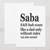 Saba Hebrew Opa Definition Jüdisch Hanukkah Gif Einladung (Vorne/Hinten)