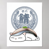 Saba Mackerel Sushi Cat Poster (Vorne)