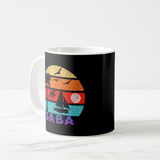 Saba Retro Sunset Ocean Großvater Kaffeetasse (Vorderseite Links)