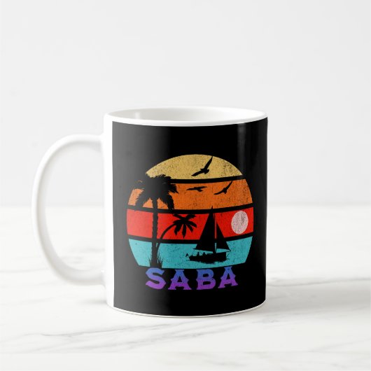 Saba Retro Sunset Ocean Großvater Kaffeetasse (Links)