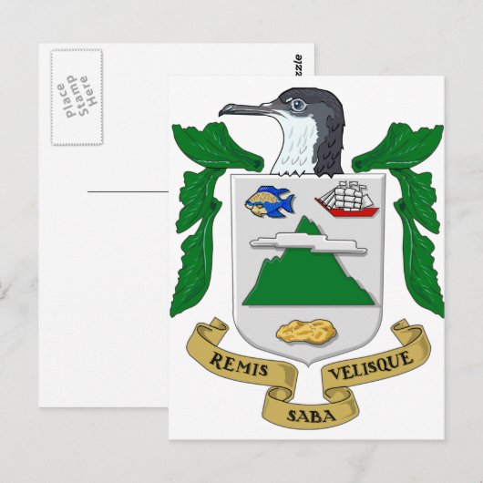 Saba-Wappen Postkarte (Vorne/Hinten)