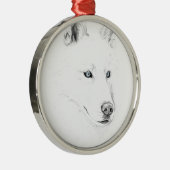 Säbel ein sibirischer Schlittenhund, der Silbernes Ornament (Rechts)