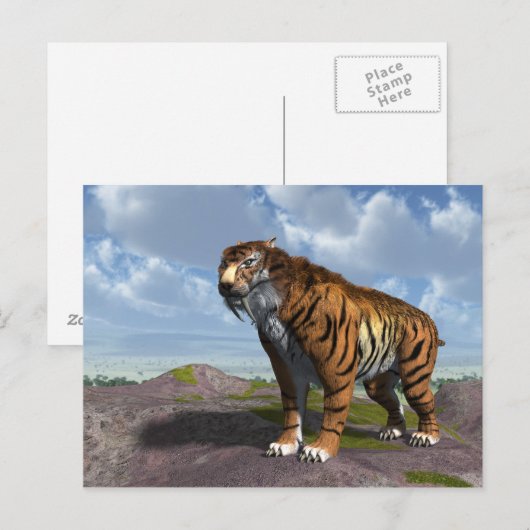 Säbel-Zahn-Tiger Postkarte (Vorne/Hinten)
