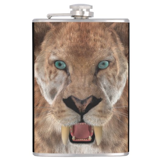 Säbeltoothed Ttiger oder Smilodon Flachmann (Vorderseite)