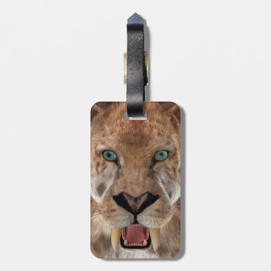 Säbeltoothed Ttiger oder Smilodon Gepäckanhänger (Rückseite vertikal)