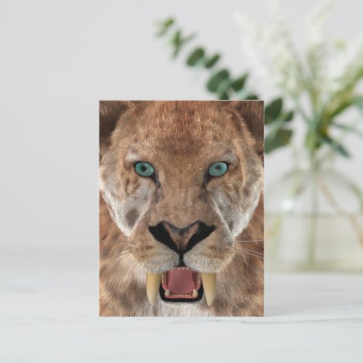 Säbeltoothed Ttiger oder Smilodon Postkarte (Stehend Vorderseite)