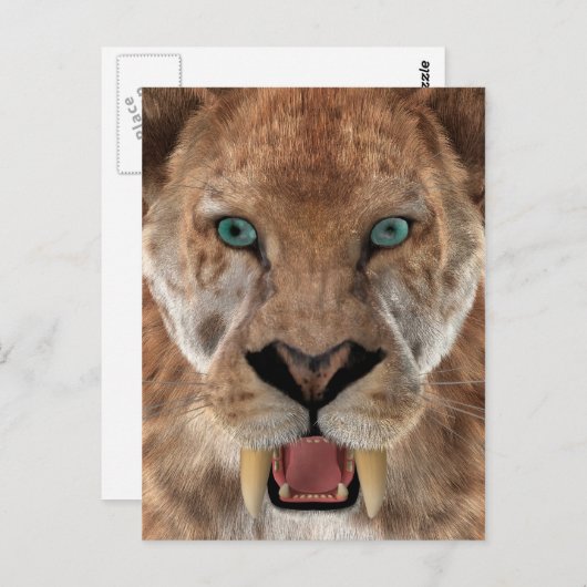 Säbeltoothed Ttiger oder Smilodon Postkarte (Vorne/Hinten)