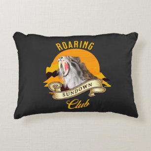 Säbelzahn-Tiger Retro-Sonnenuntergangs-Abenteuercl Dekokissen