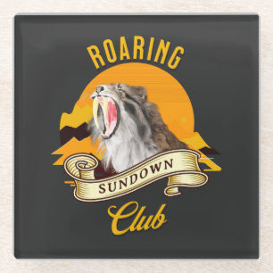 Säbelzahn-Tiger Retro-Sonnenuntergangs-Abenteuercl Glasuntersetzer