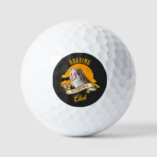 Säbelzahn-Tiger Retro-Sonnenuntergangs-Abenteuercl Golfball
