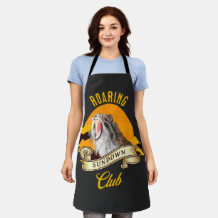 Säbelzahn-Tiger Retro-Sonnenuntergangs-Abenteuercl Schürze