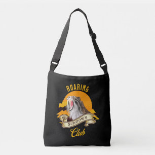 Säbelzahn-Tiger Retro-Sonnenuntergangs-Abenteuercl Tragetaschen Mit Langen Trägern