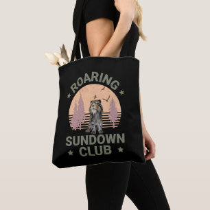 Säbelzahn-Tiger Retro Wald Sonnenuntergang Club Tasche