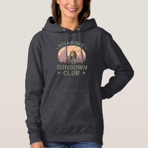 Säbelzahn-Tiger Retro-Wald-Sonnenuntergangs-Club Hoodie
