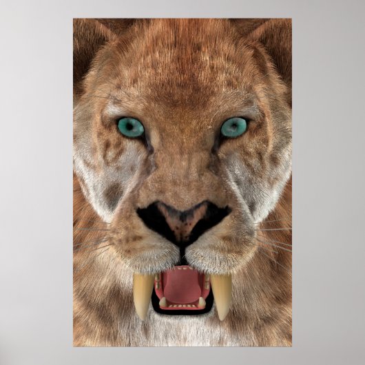 Säbelzahn-Ttiger oder Smilodon Poster (Vorne)