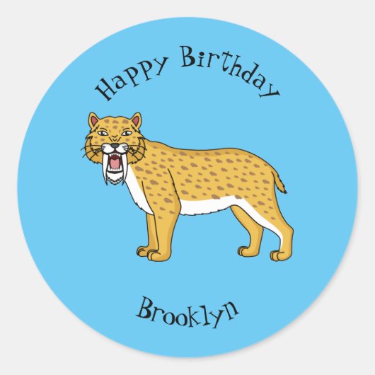 Säbelzahntiger Runder Aufkleber (Vorderseite)