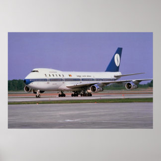 Sabena 747 auf der Start- und Landebahn, Flughafen Poster