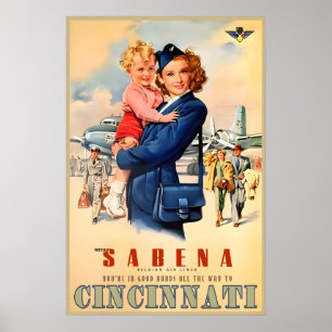 Sabena Airlines Cincinnati Ohio Audrey Hepburn Neu Poster