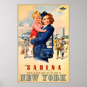 Sabena Airlines New York Audrey Hepburn Neue Retro Poster