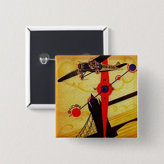 Sabena Art Deco Compass Button (Vorne & Hinten)