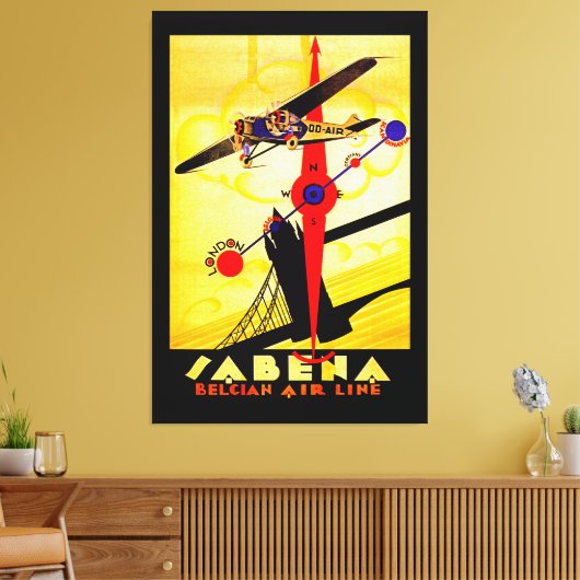 Sabena Art Deco Compass Leinwanddruck (Insitu (Wohnzimmer))