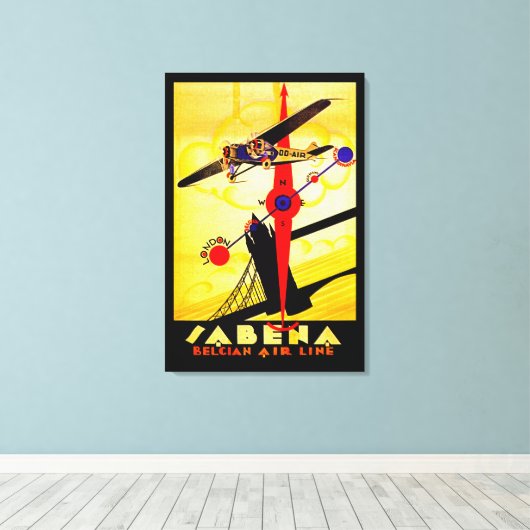 Sabena Art Deco Compass - M Leinwanddruck (Insitu (Holzboden))