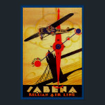 Sabena Art Deco Compass Poster<br><div class="desc">Vintages Flugplakat für die mittlerweile nicht mehr funktionierende belgische Fluggesellschaft Sabena, das ein Propeller-Flugzeug zeigt, das über die Londoner Tower Bridge fliegt, mit einem Kompass und einem Routenplan-Design, die alle im brillanten Art Deko Stil ausgeführt werden.</div>