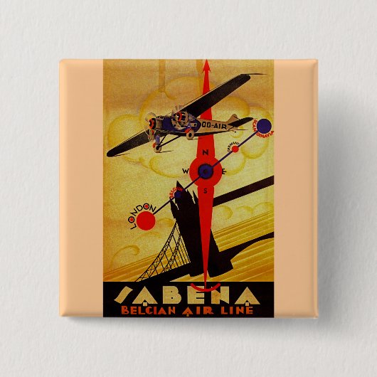 Sabena Art Deco Kompass Button (Vorderseite)