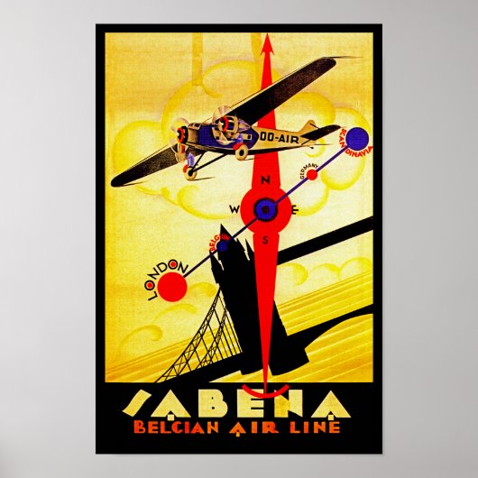 Sabena Art Deco Kompass Poster (Vorne)