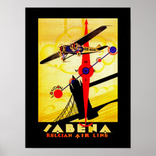 Sabena Art Deco Kompass Poster