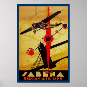 Sabena-Kunst-Deko-Kompass Poster