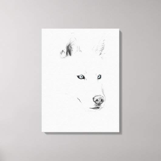Saber A Siberian Husky Zeichne Art Blue Eyes Leinwanddruck (Vorderseite)