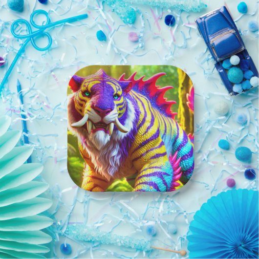 Saber Tooth Tiger Art Pappteller (Party)
