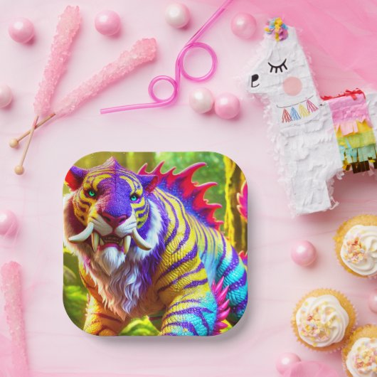 Saber Tooth Tiger Art Pappteller (Party)
