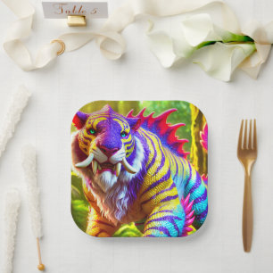 Saber Tooth Tiger Art Pappteller