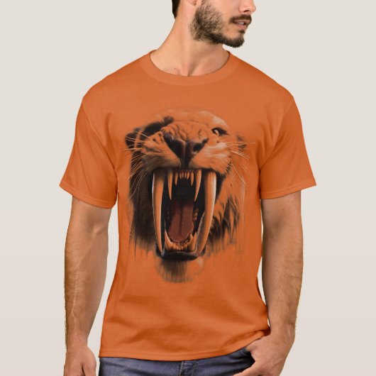 Saber Toothy Tiger Große Gesichter T-Shirt (Vorderseite)