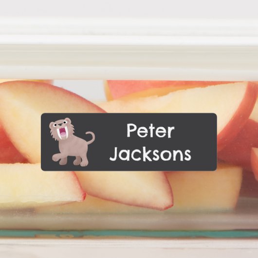 Saber Toothy Tiger Smilodon Cartoon personalisiert Etiketten (Befestigt)