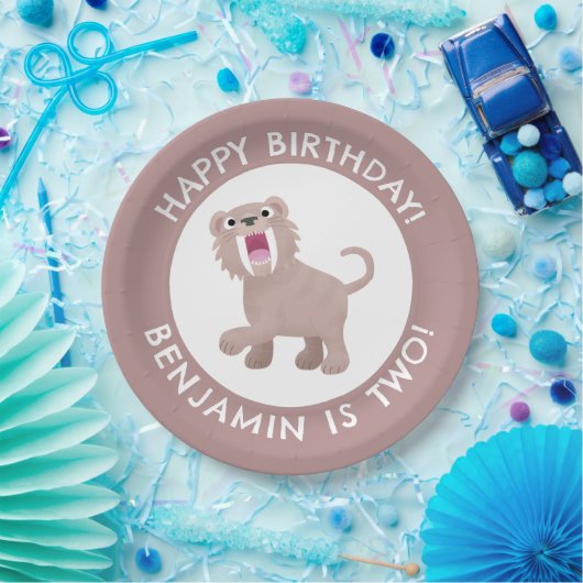 Saber Toothy Tiger Smilodon personalisierter Gebur Pappteller (Party)