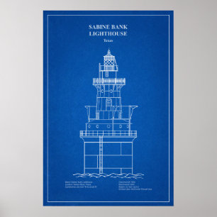 Sabine Bank Leuchtturm - Texas – AD Poster