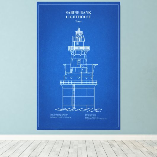 Sabine Bank Lighthouse - Texas - AD Leinwanddruck (Insitu (Holzboden))