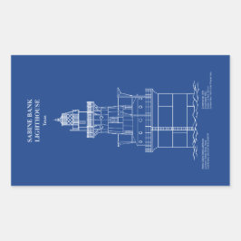 Sabine Bank Lighthouse - Texas - AD Rechteckiger Aufkleber