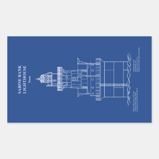 Sabine Bank Lighthouse - Texas - AD Rechteckiger Aufkleber (Vorderseite)