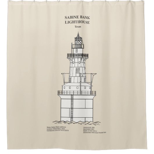 Sabine Bank Lighthouse - Texas - SBD Duschvorhang (Vorderseite)