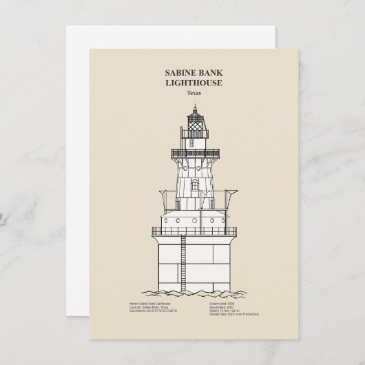 Sabine Bank Lighthouse - Texas - SBD Mitteilungskarte (Vorne/Hinten)