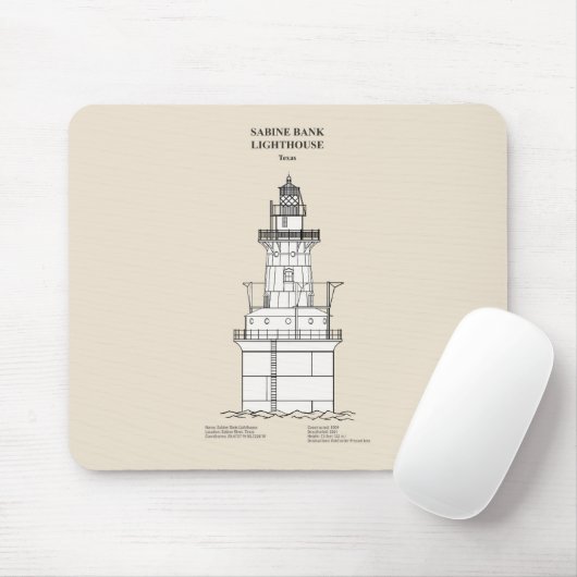 Sabine Bank Lighthouse - Texas - SBD Mousepad (Mit Mouse)