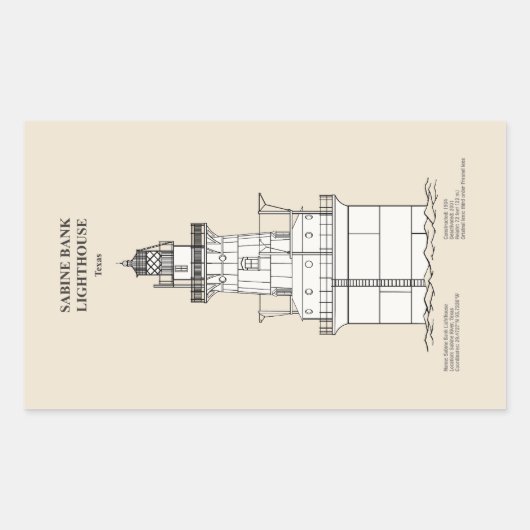 Sabine Bank Lighthouse - Texas - SBD Rechteckiger Aufkleber (Vorderseite)