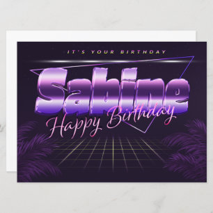 Sabine Name Vorname lila retro Karte Geburtstag