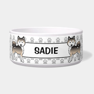 Sable Alaskan Malamute Cartoon Dogs & Pet's Name Napf